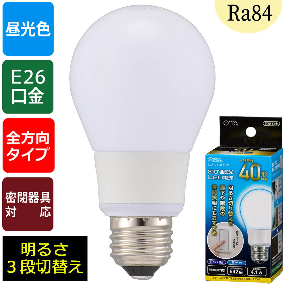 LEDŵ Ĵ3ʳ 06-3762 LDA4D-G/D AG95 ϡ40/Ra84/542lm//E26/۸310/̩ķб 4971275637627LEDŵ Ĵ3ʳ 06-3762 LDA4D-G/D AG95 ϡ40/Ra84/542lm//E26/۸310/̩ķб 4971275637627